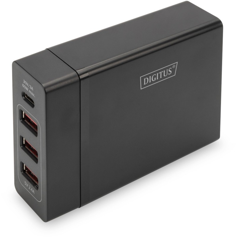 Buy Charger 72W USB-C 20V/3A + 3x USB-A 5V/2.4A - DIGITUS - Black in Cyprus, Nicosia, Limassol, Larnaka, Pafos