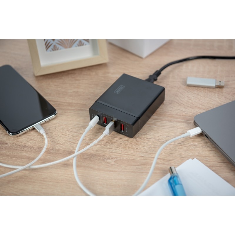 Buy Charger 72W USB-C 20V/3A + 3x USB-A 5V/2.4A - DIGITUS - Black in Cyprus, Nicosia, Limassol, Larnaka, Pafos