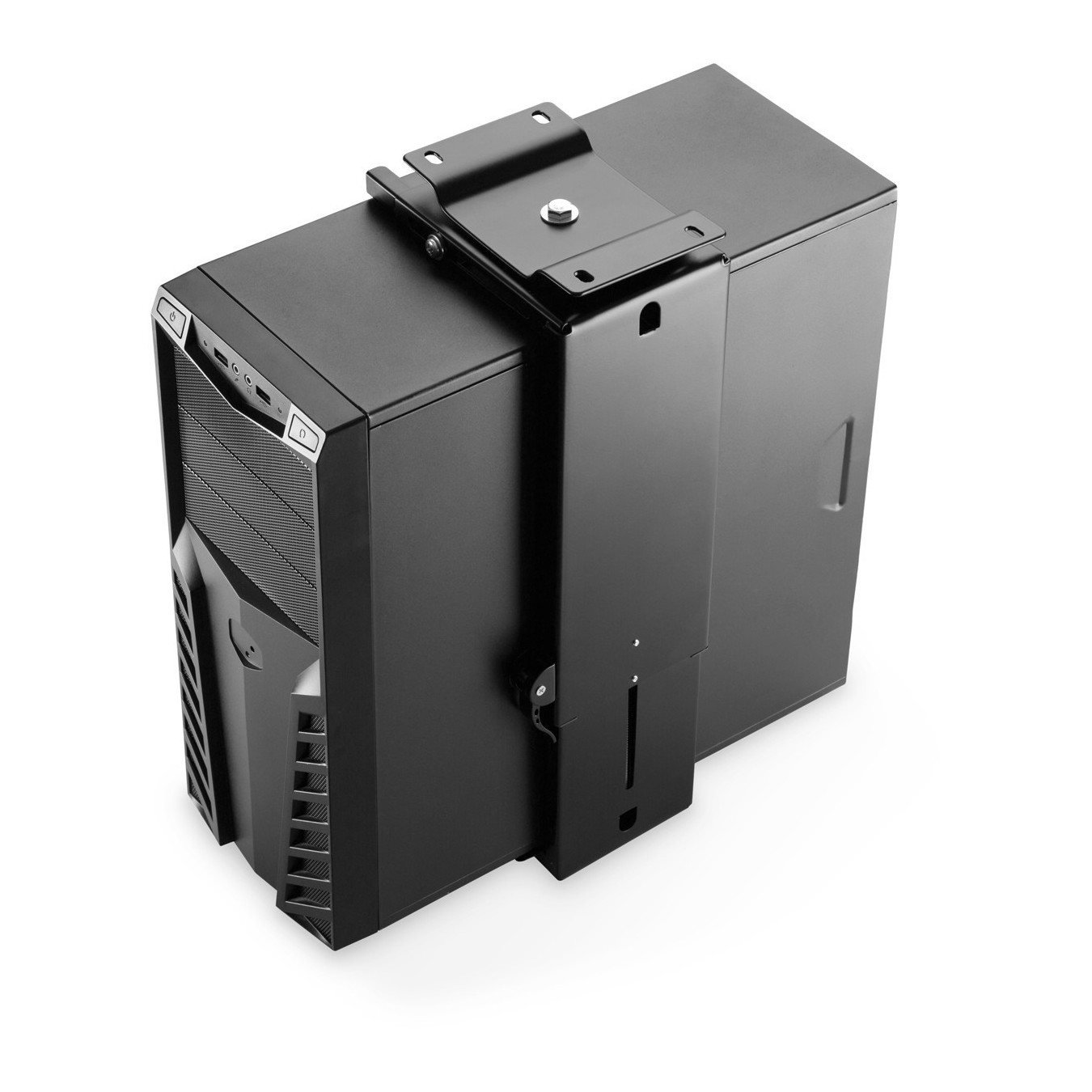 DIGITUS Universal PC Mount for Desk Mounting - Easy-Locking - Black Steel (146x175x583 mm) - 10 kg Capacity
