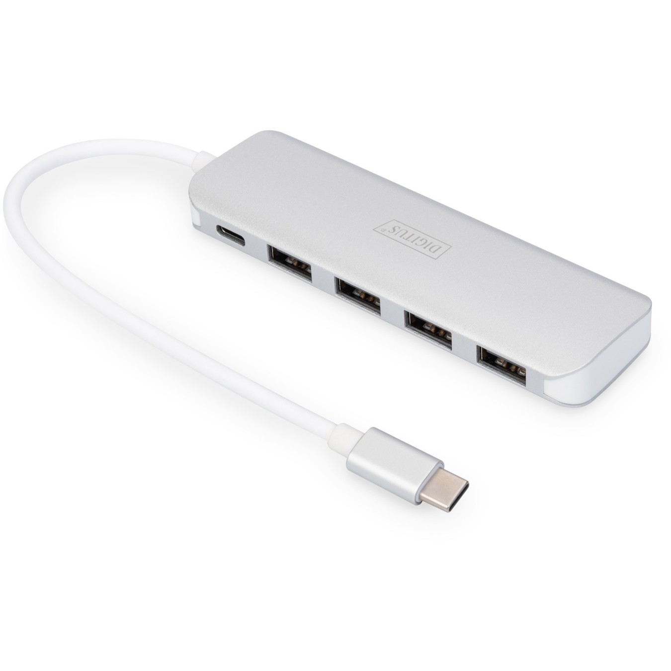 DIGITUS USB-C Hub 4-Port USB 3.0 with PD - Aluminium Silver, 0.2 m Cable — Buy in Cyprus with Fast Delivery