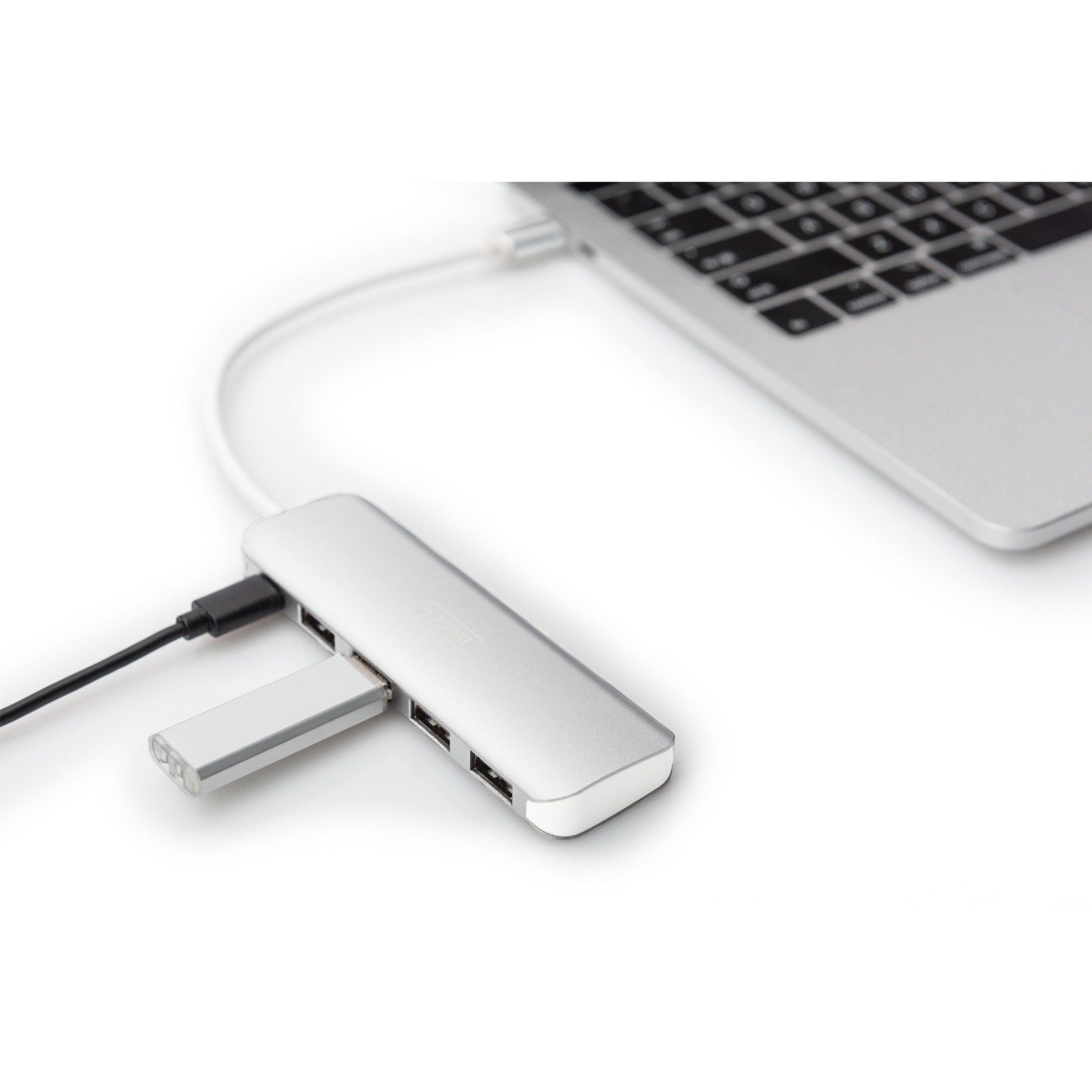 DIGITUS USB-C Hub 4-Port USB 3.0 with PD - Aluminium Silver, 0.2 m Cable — Buy in Cyprus with Fast Delivery