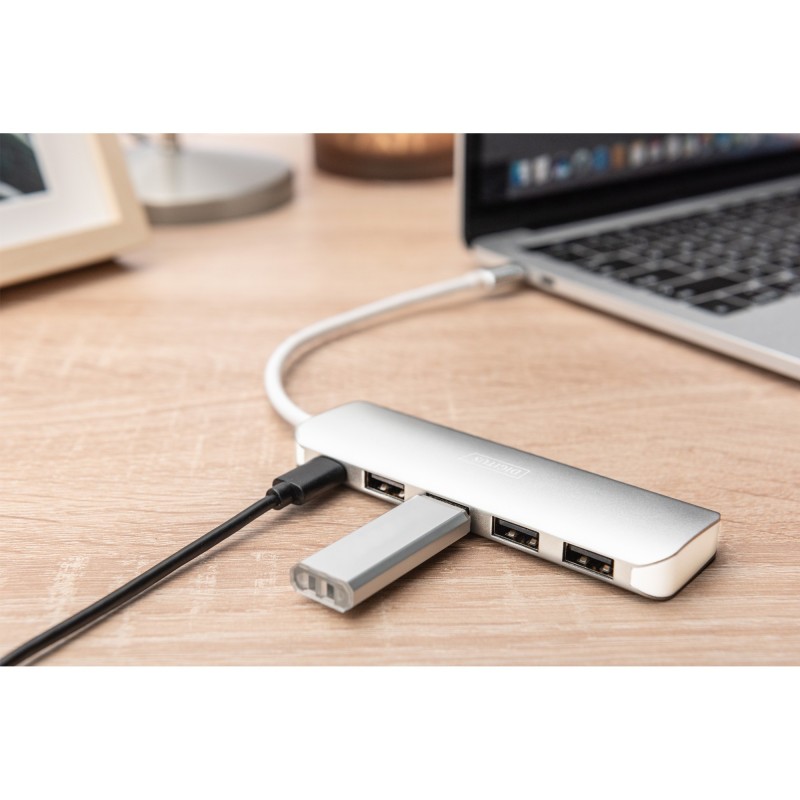 Buy DIGITUS USB-C Hub 4-Port USB 3.0 with PD - Aluminium Silver, 0.2 m Cable in Cyprus, Nicosia, Limassol, Larnaka, Pafos