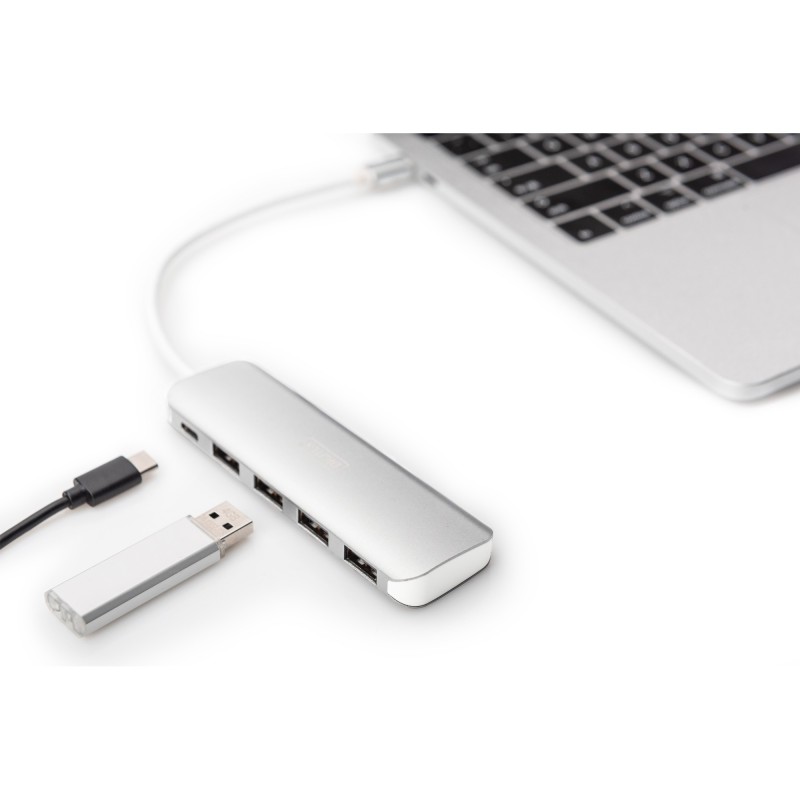 Buy DIGITUS USB-C Hub 4-Port USB 3.0 with PD - Aluminium Silver, 0.2 m Cable in Cyprus, Nicosia, Limassol, Larnaka, Pafos