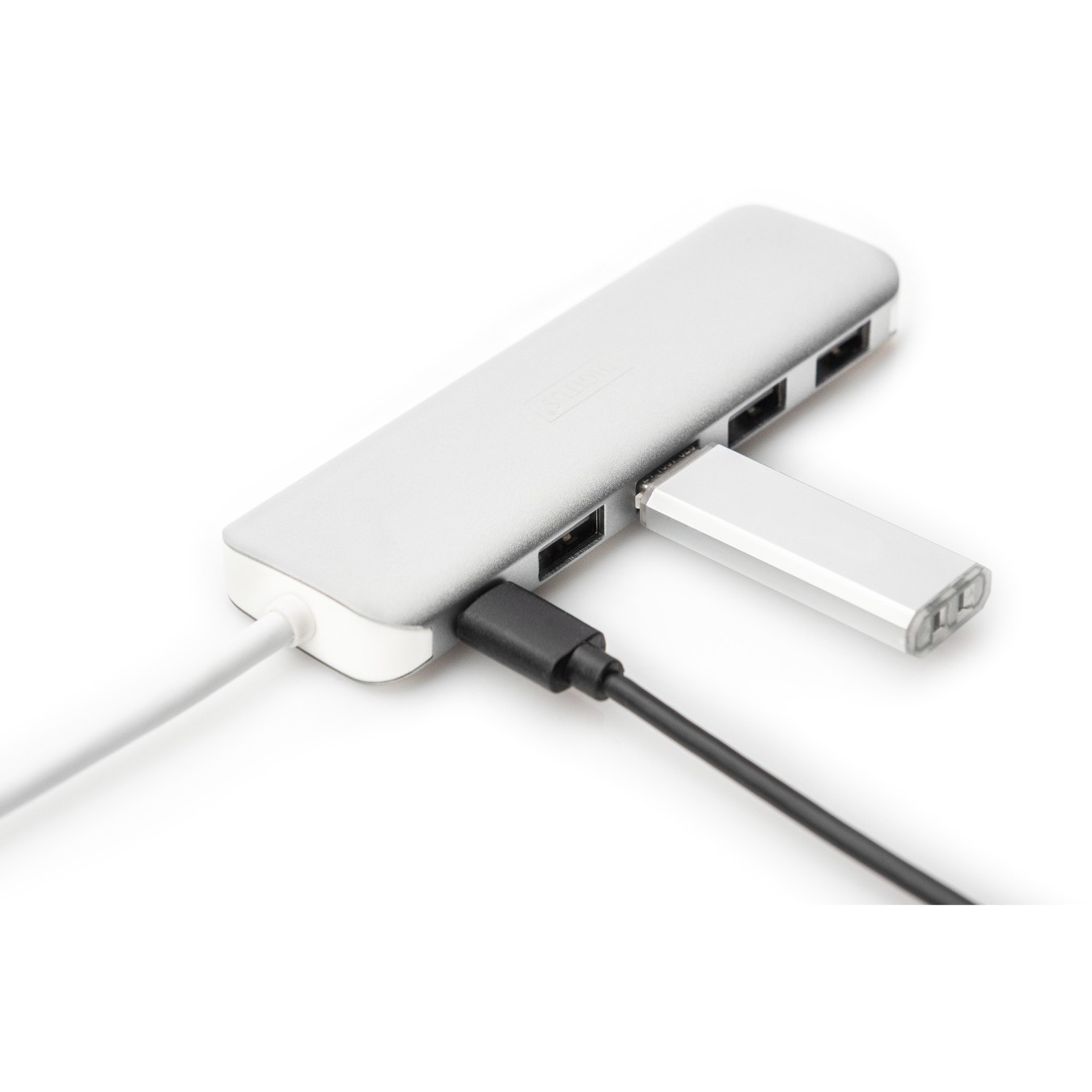 DIGITUS USB-C Hub 4-Port USB 3.0 with PD - Aluminium Silver, 0.2 m Cable — Buy in Cyprus with Fast Delivery
