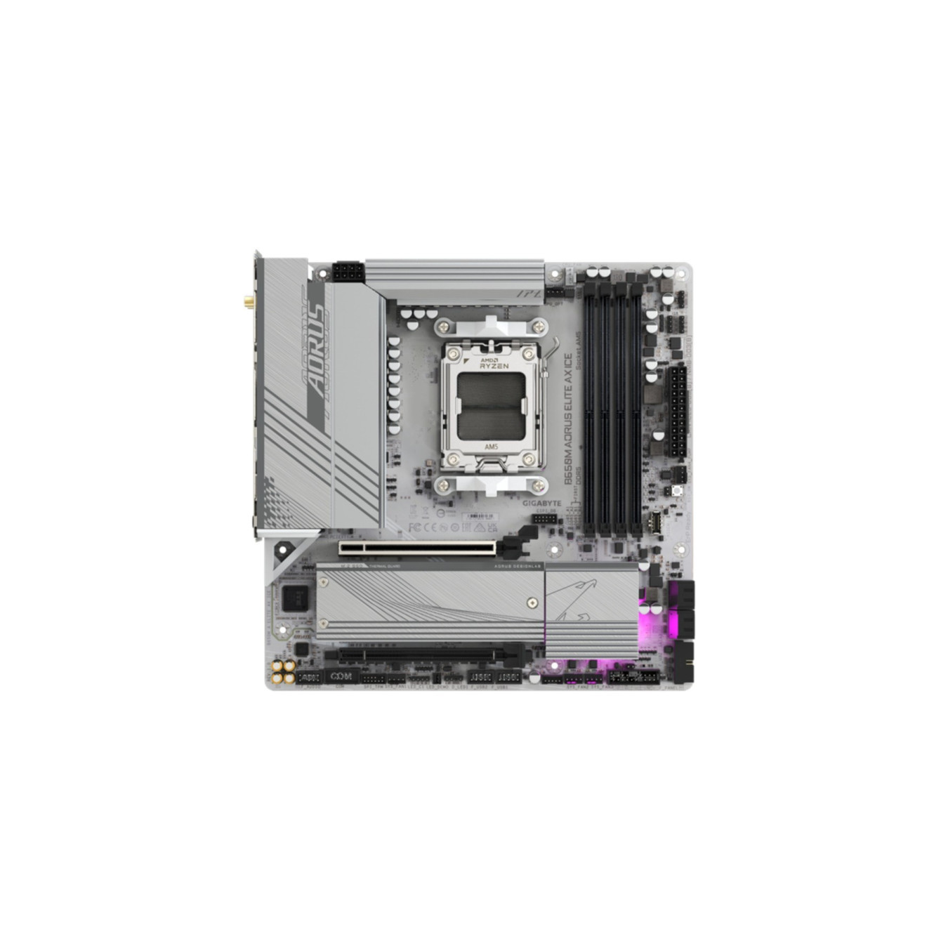 GIGABYTE GA-B650M-A Elite AX Ice - AM5 Micro-ATX Motherboard, B650, DDR5, 4x DIMM, 256GB Max