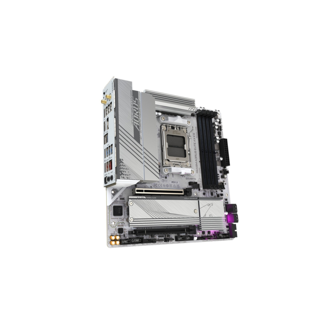 GIGABYTE GA-B650M-A Elite AX Ice - AM5 Micro-ATX Motherboard, B650, DDR5, 4x DIMM, 256GB Max