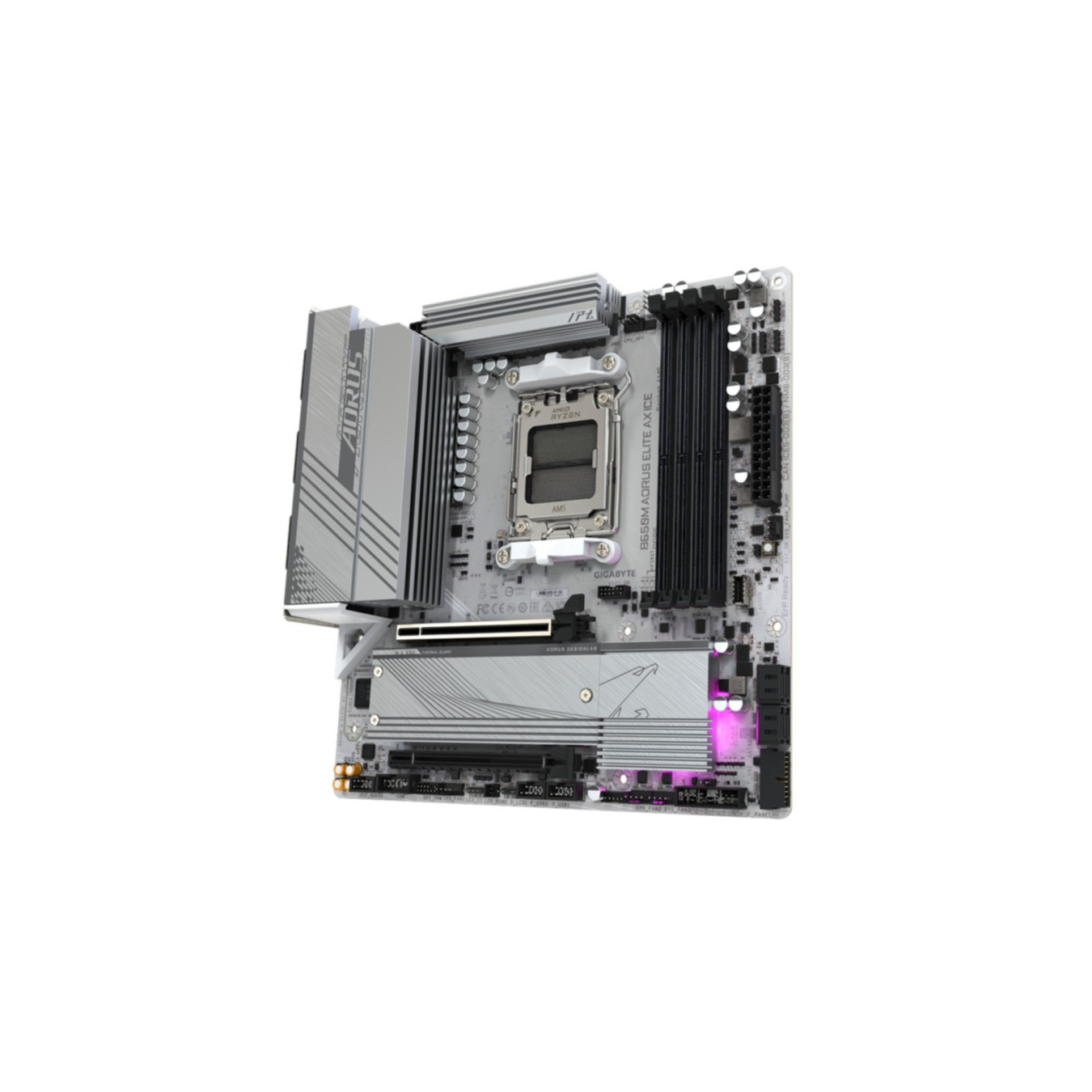 GIGABYTE GA-B650M-A Elite AX Ice - AM5 Micro-ATX Motherboard, B650, DDR5, 4x DIMM, 256GB Max