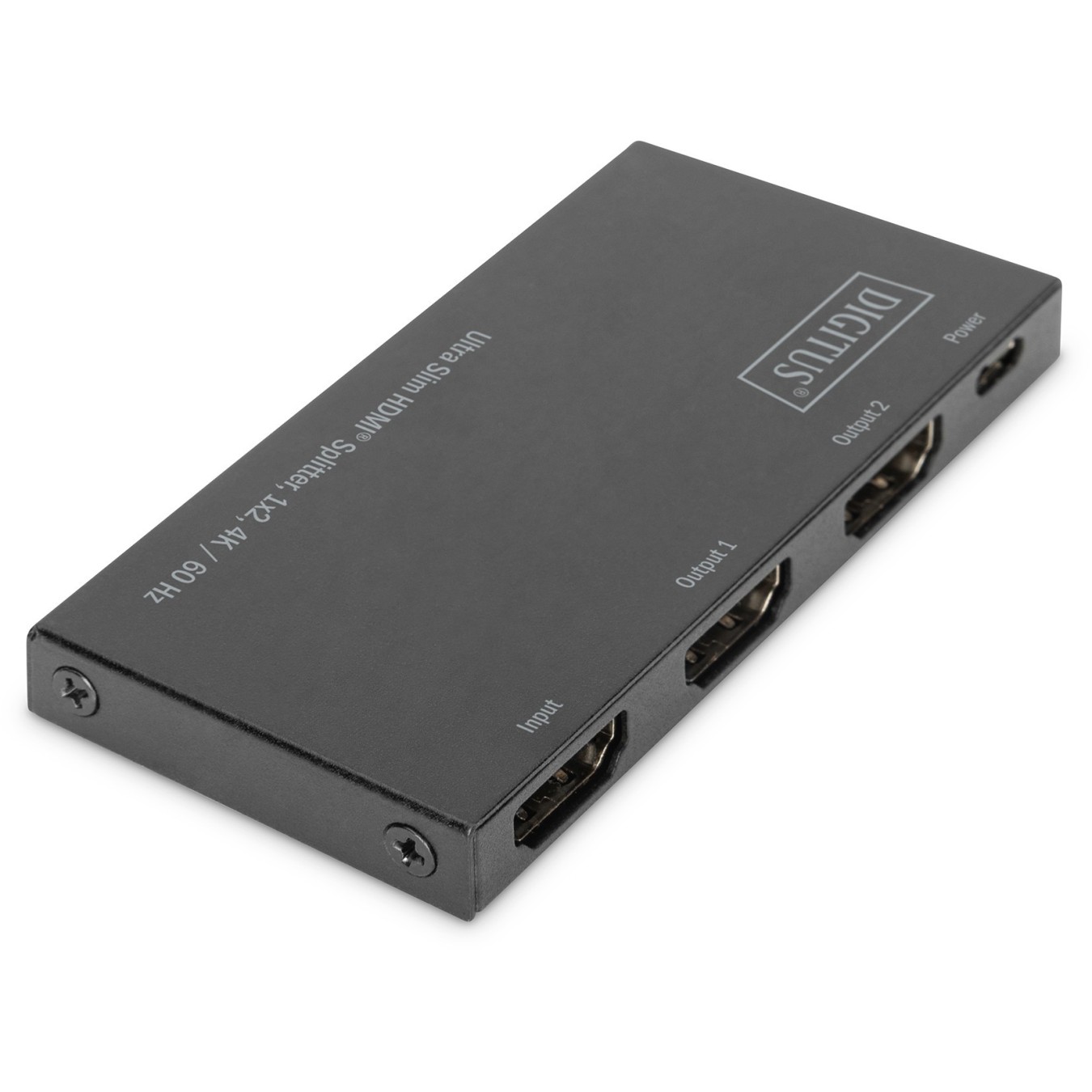 DIGITUS Ultra Slim HDMI Splitter - 1x2 - 4K 60 Hz, HDMI 1.4, Black, Metal — Buy in Cyprus with Fast Delivery