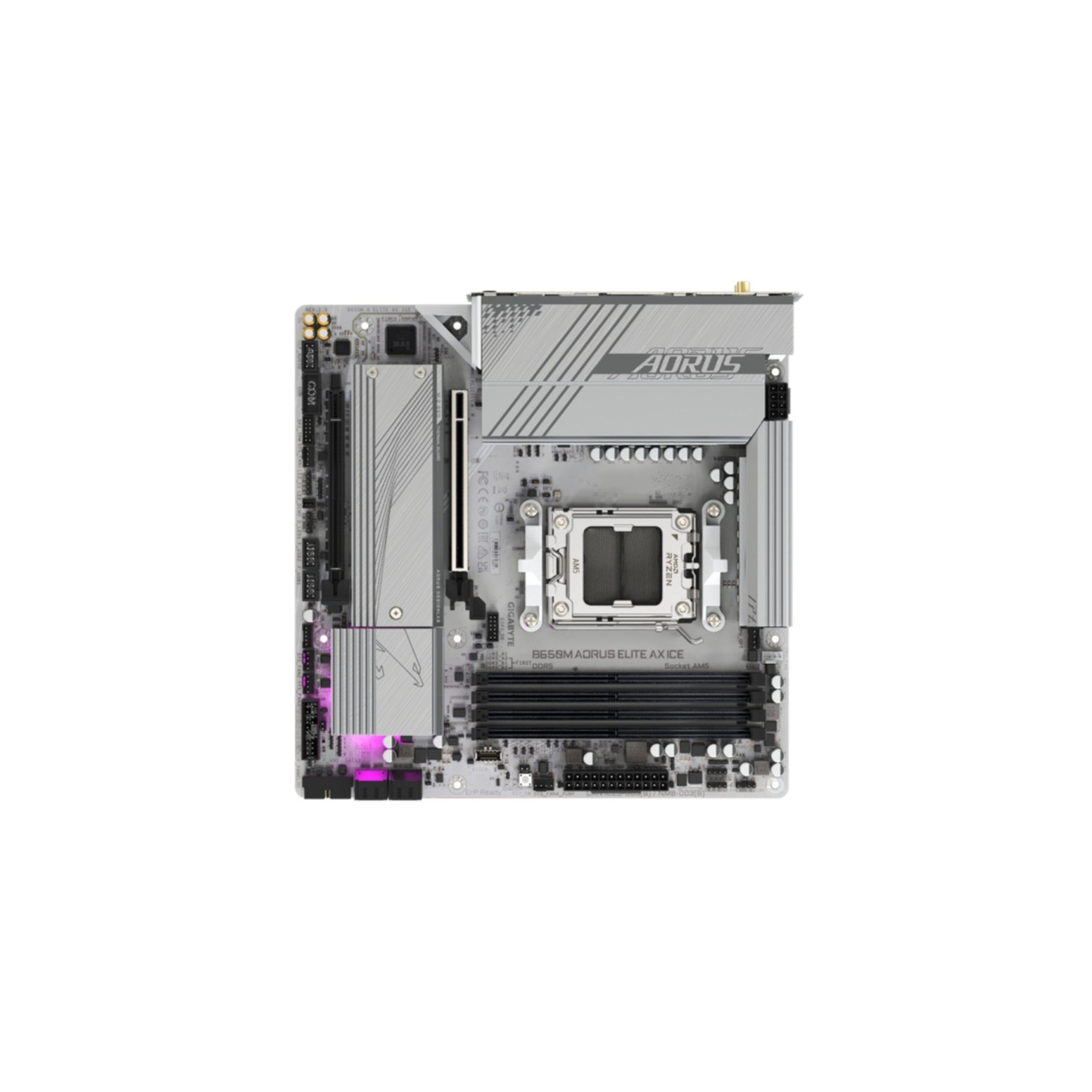 GIGABYTE GA-B650M-A Elite AX Ice - AM5 Micro-ATX Motherboard, B650, DDR5, 4x DIMM, 256GB Max