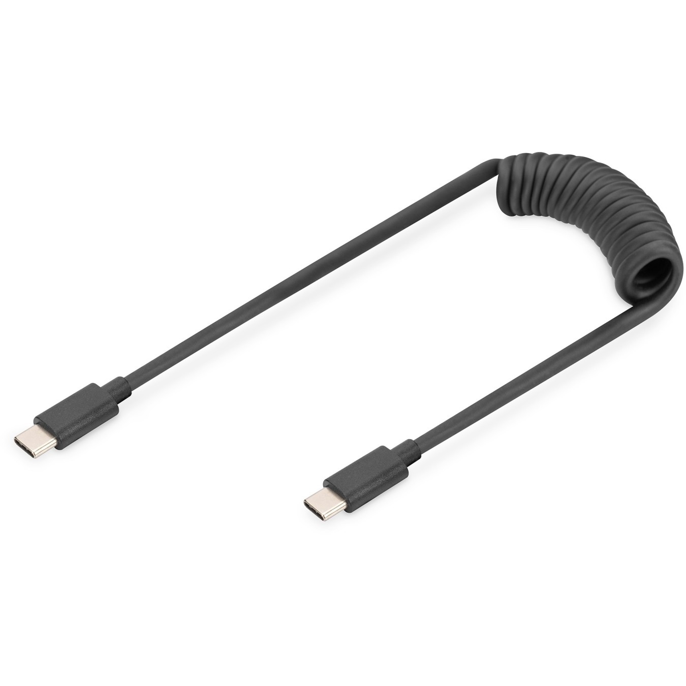 DIGITUS USB-C to USB-C Spiral Cable 1m - Black - USB 2.0 (480 Mbps) — Buy in Cyprus with Fast Delivery