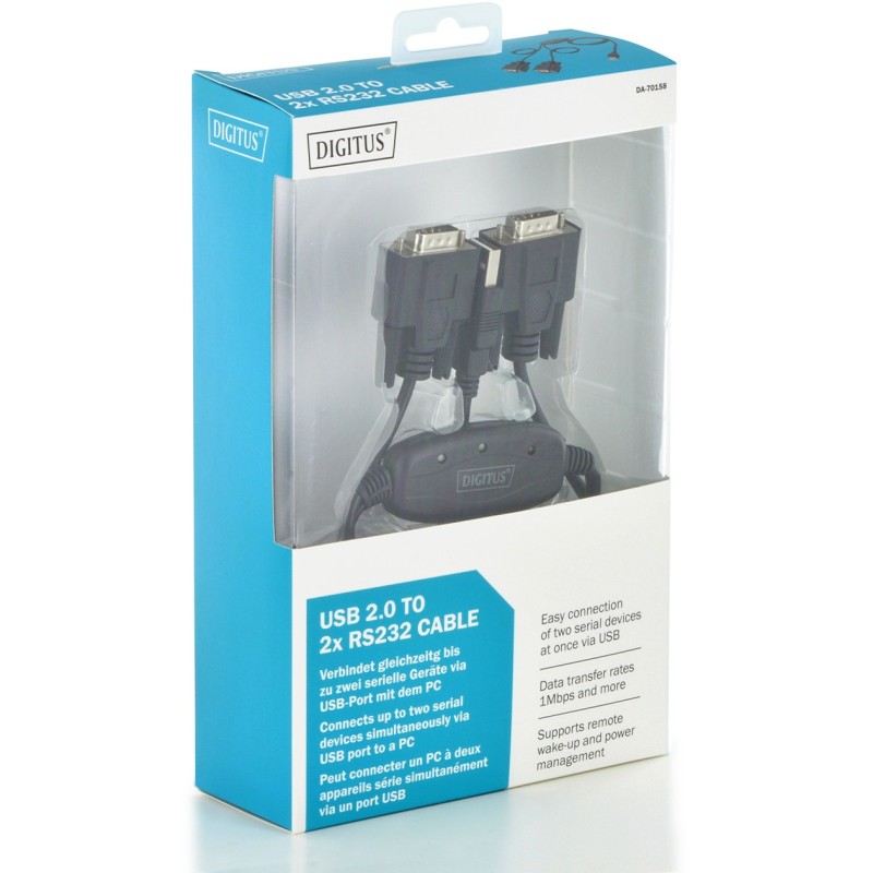 Buy DIGITUS USB 2.0 Cable - 2x RS232 Cables, 1.5 m - Black in Cyprus, Nicosia, Limassol, Larnaka, Pafos