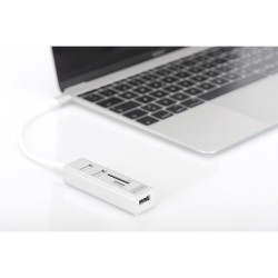 Buy Digitus USB-C Hub 3-Port USB 2.0 with SD/microSD Card Reader - White Aluminum in Cyprus, Nicosia, Limassol, Larnaka, Pafos
