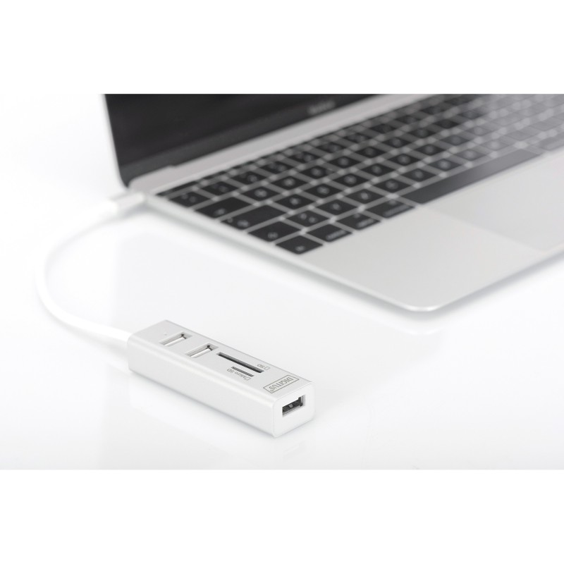Buy Digitus USB-C Hub 3-Port USB 2.0 with SD/microSD Card Reader - White Aluminum in Cyprus, Nicosia, Limassol, Larnaka, Pafos