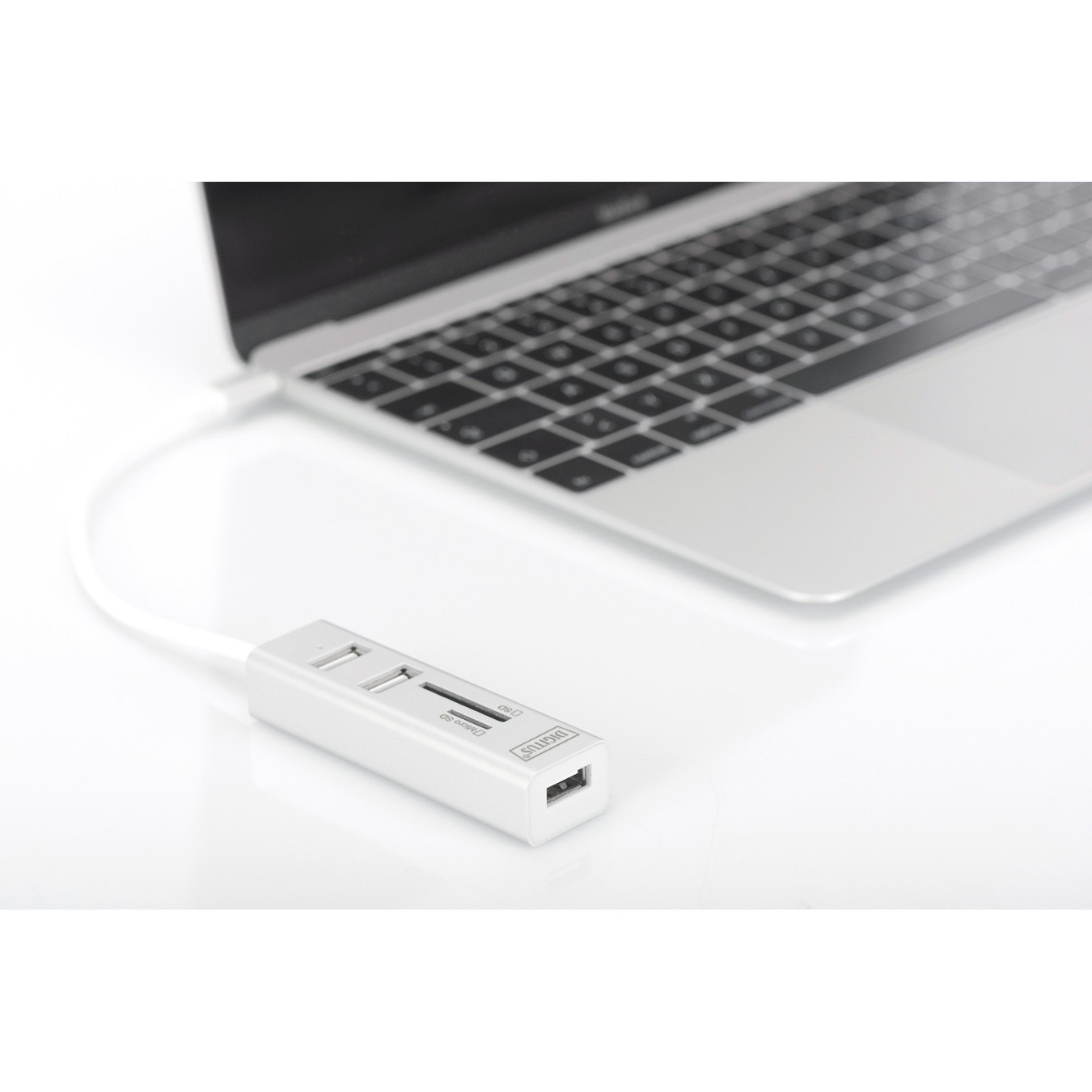 Digitus USB-C Hub 3-Port USB 2.0 with SD/microSD Card Reader - White Aluminum — Buy in Cyprus with Fast Delivery