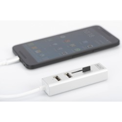 Buy Digitus USB-C Hub 3-Port USB 2.0 with SD/microSD Card Reader - White Aluminum in Cyprus, Nicosia, Limassol, Larnaka, Pafos