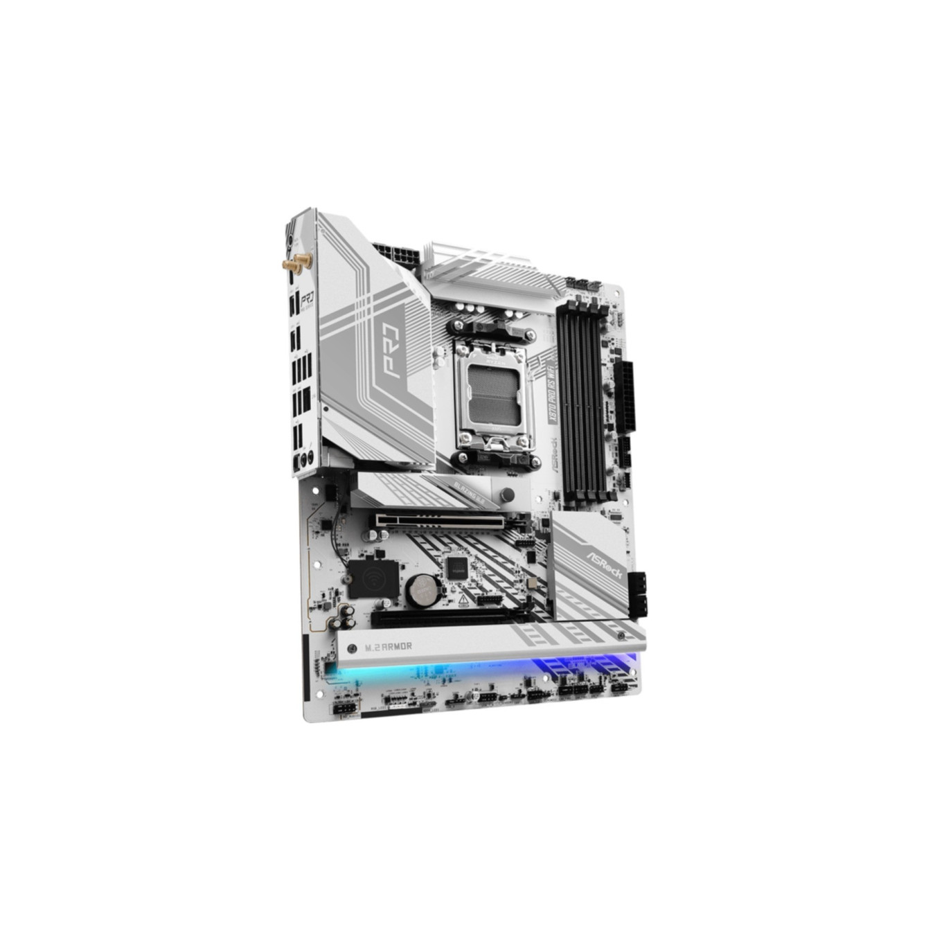 ASRock X870 Pro RS WiFi - AM5 ATX Motherboard - DDR5, 4x DIMM up to 256GB, Wi‑Fi 7, 2.5Gb LAN, HDMI 2.1 (White)