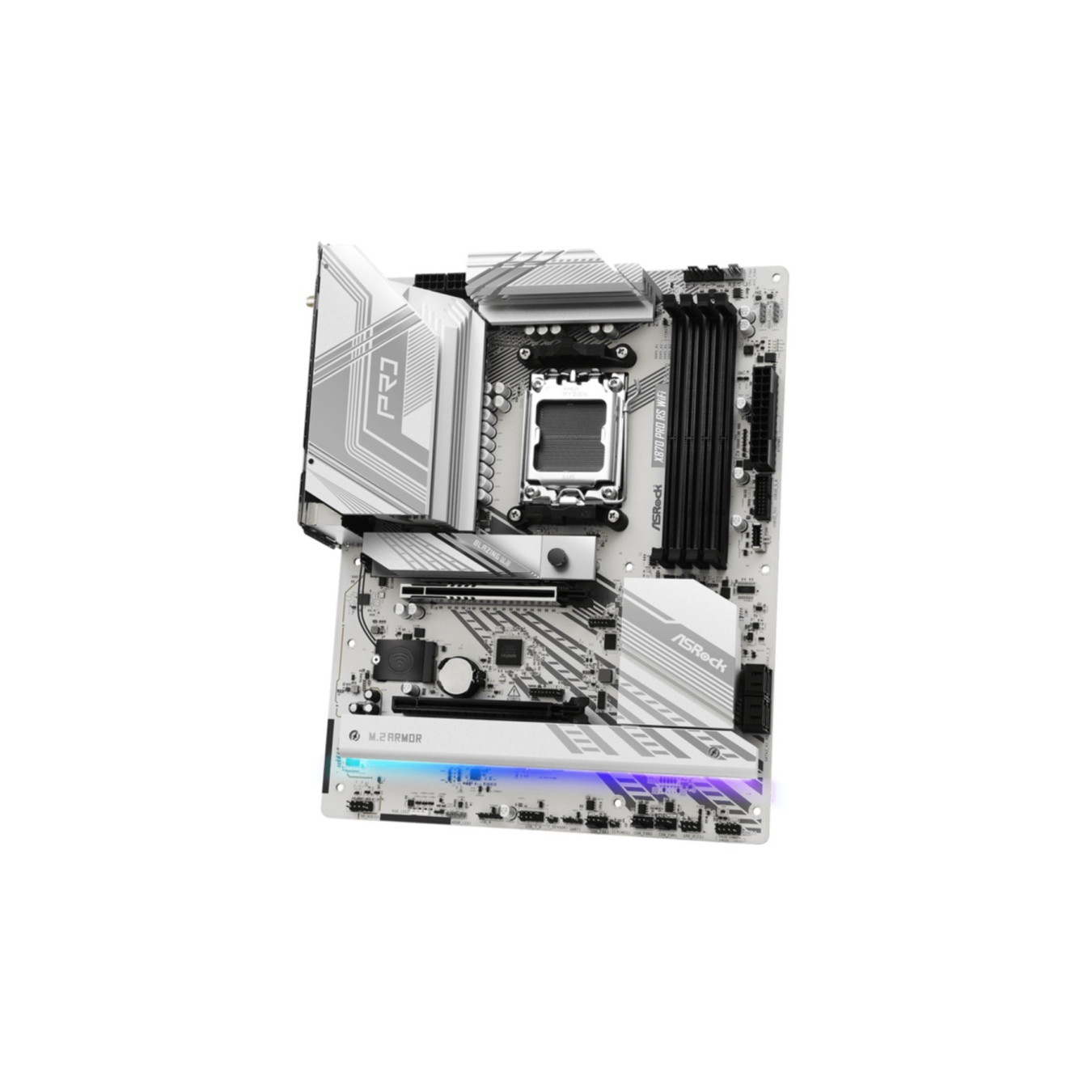 ASRock X870 Pro RS WiFi - AM5 ATX Motherboard - DDR5, 4x DIMM up to 256GB, Wi‑Fi 7, 2.5Gb LAN, HDMI 2.1 (White)