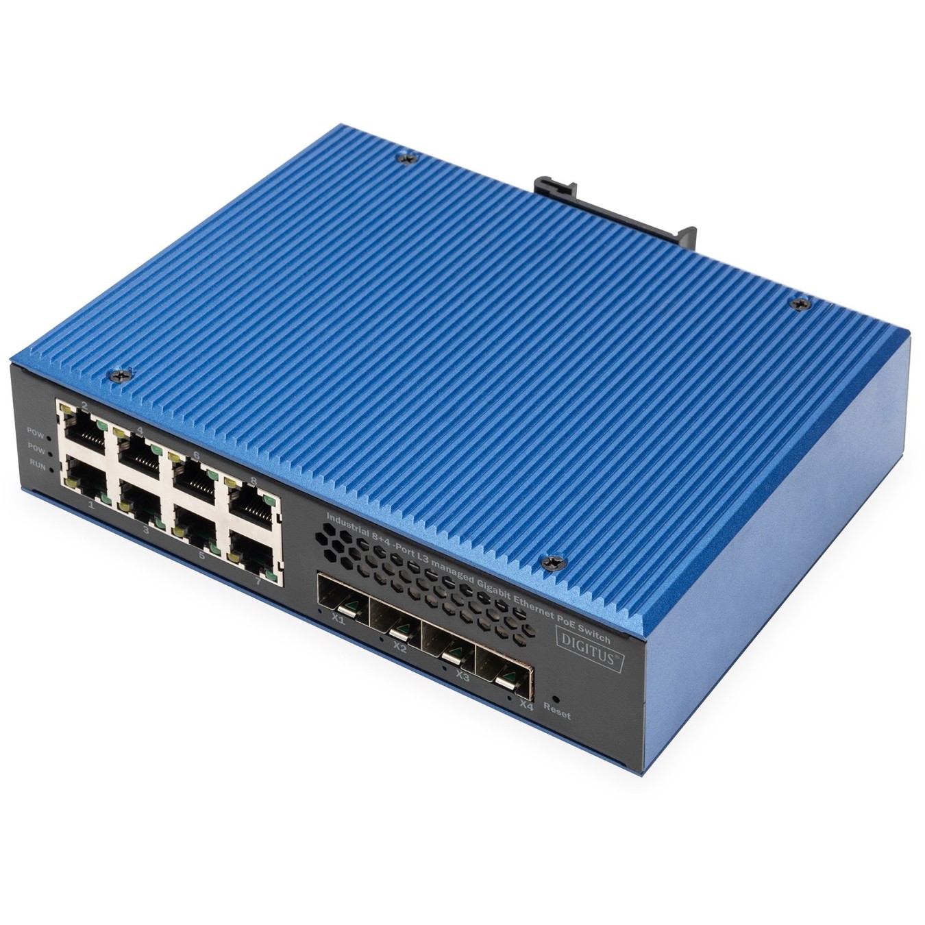 Digitus 8+4P 10G Uplink Industrial Gigabit Ethernet PoE Switch L3 managed - Black, Blue — Buy in Cyprus with Fast Delivery