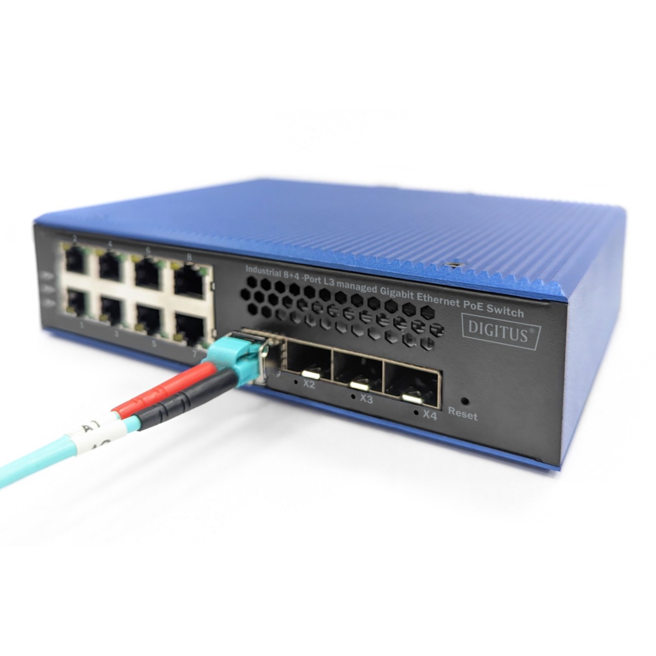Digitus 8+4P 10G Uplink Industrial Gigabit Ethernet PoE Switch L3 managed - Black, Blue — Buy in Cyprus with Fast Delivery