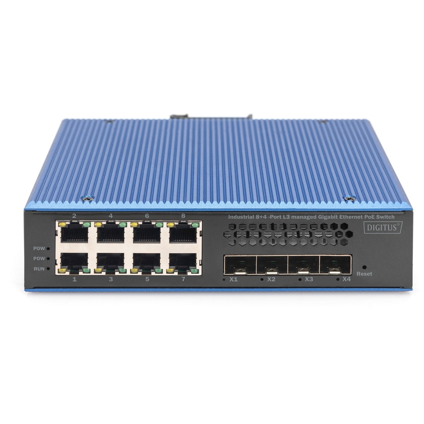 Digitus 8+4P 10G Uplink Industrial Gigabit Ethernet PoE Switch L3 managed - Black, Blue — Buy in Cyprus with Fast Delivery