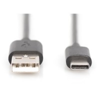 DIGITUS USB 2.0 USB-C to USB-A Cable - 1.0 m - Black Stainless Steel — Buy in Cyprus with Fast Delivery