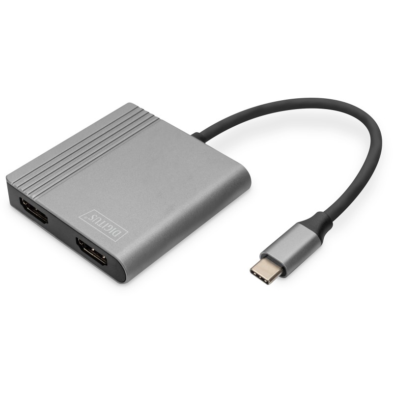 Buy USB-C Adapter DIGITUS 2x HDMI Adapter 18cm 4K 30Hz - Silver Aluminum Housing in Cyprus, Nicosia, Limassol, Larnaka, Pafos