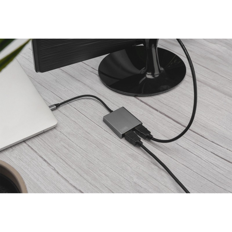 Buy USB-C Adapter DIGITUS 2x HDMI Adapter 18cm 4K 30Hz - Silver Aluminum Housing in Cyprus, Nicosia, Limassol, Larnaka, Pafos