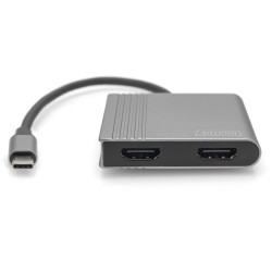 Buy USB-C Adapter DIGITUS 2x HDMI Adapter 18cm 4K 30Hz - Silver Aluminum Housing in Cyprus, Nicosia, Limassol, Larnaka, Pafos