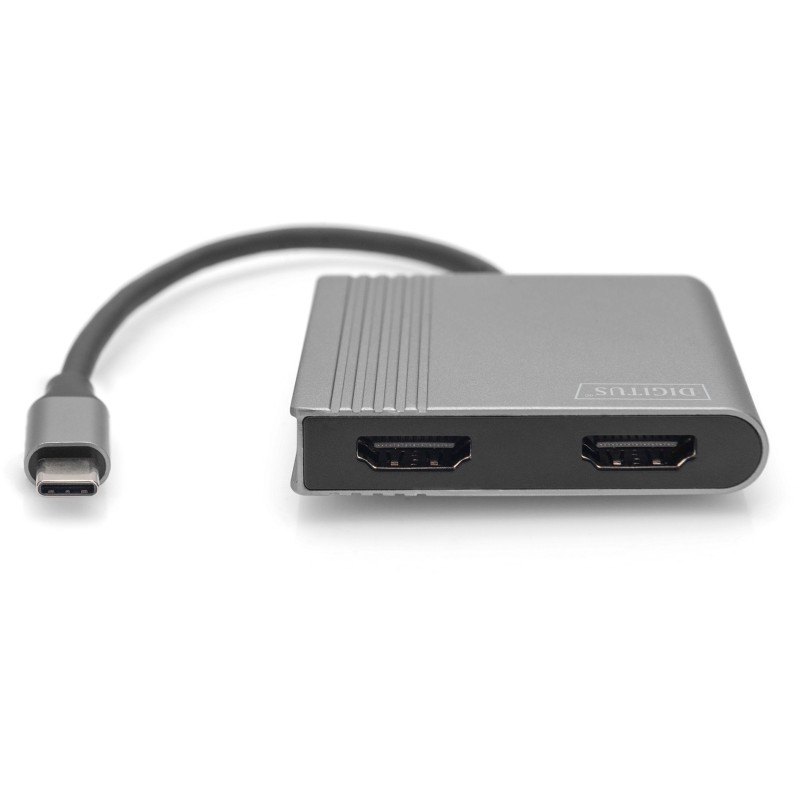 Buy USB-C Adapter DIGITUS 2x HDMI Adapter 18cm 4K 30Hz - Silver Aluminum Housing in Cyprus, Nicosia, Limassol, Larnaka, Pafos