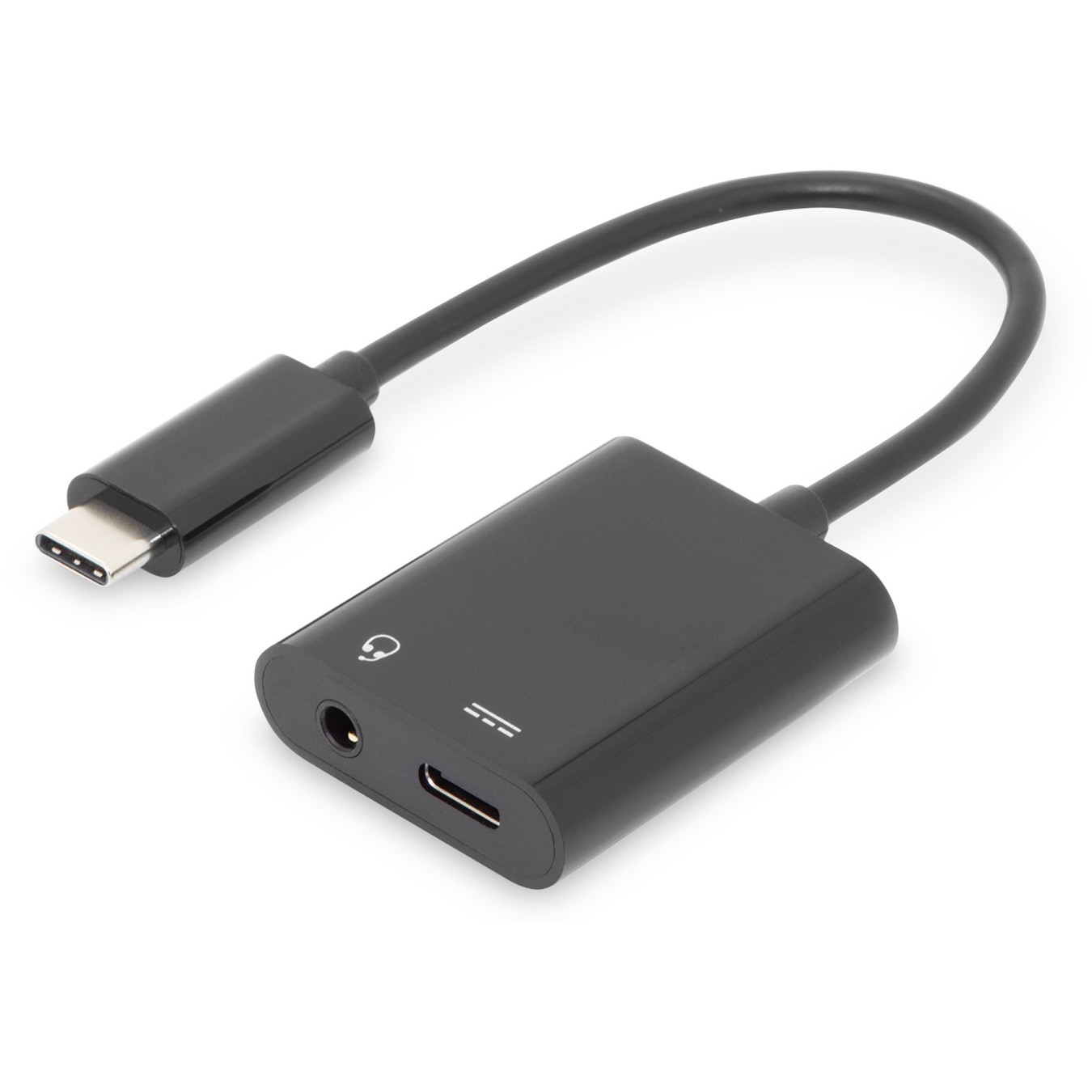DIGITUS USB-C to USB-C + 3.5mm Audio Hub Cable 0.2m - Black — Buy in Cyprus with Fast Delivery