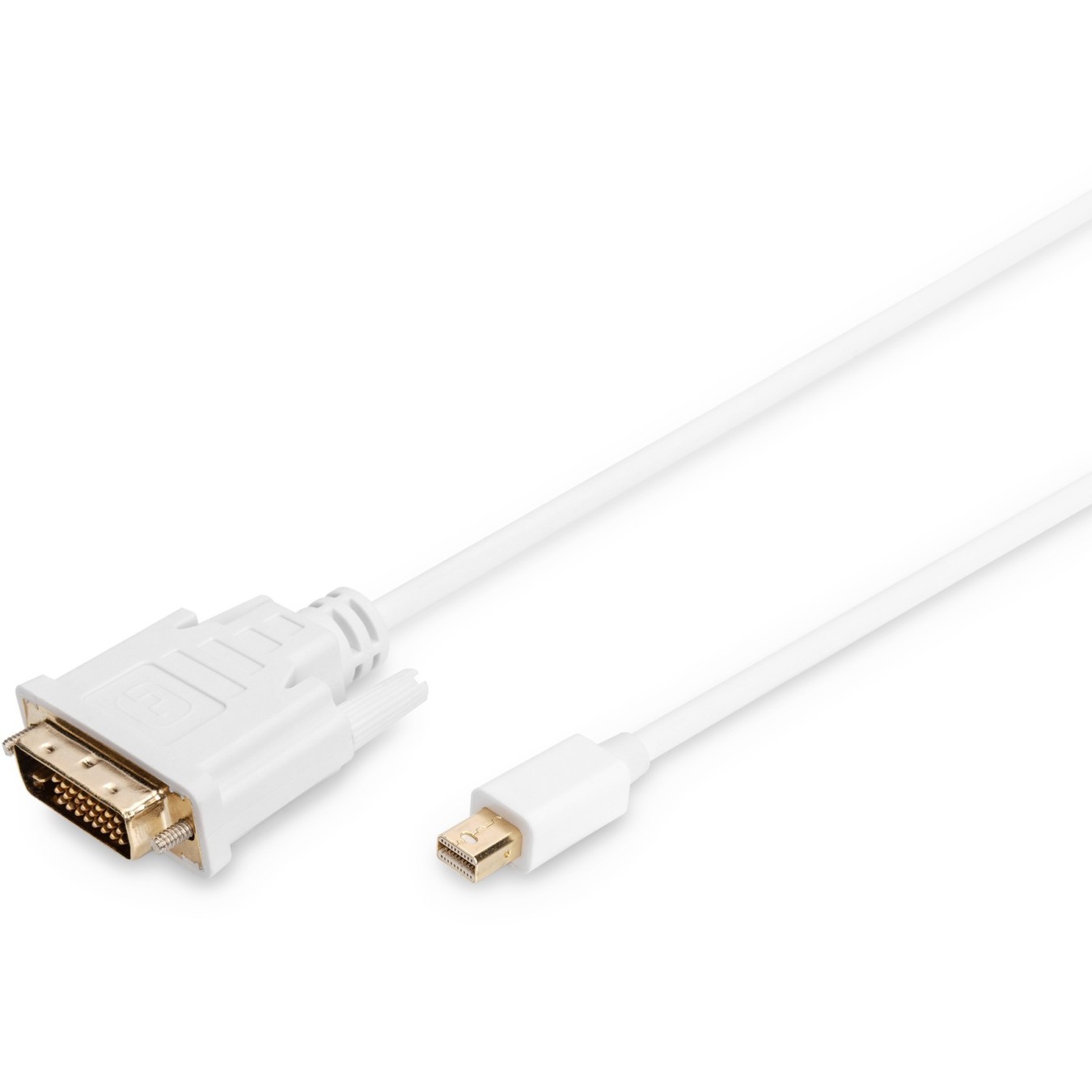 DisplayPort to DVI-D Cable (Mini DP to DVI-D) - 2 m - White, Nickel contacts, Copper, Magnetically shielded
