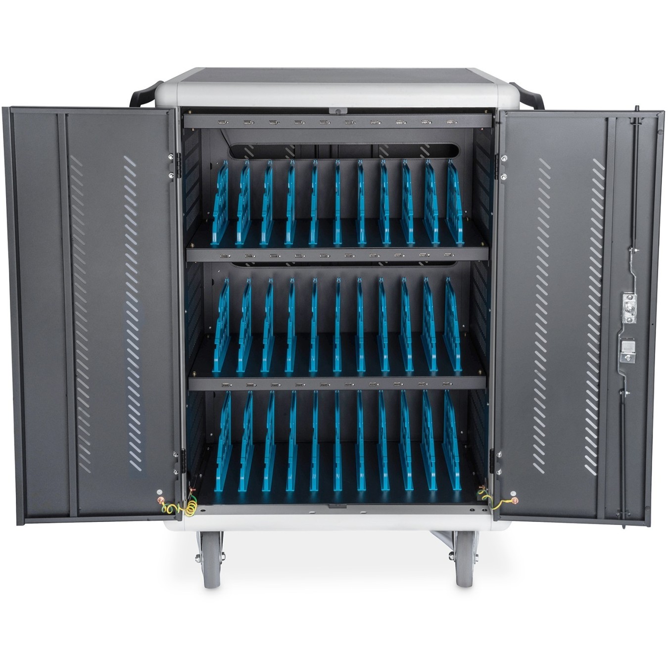 Digitus Freestanding Charging Trolley for 30 Notebooks/Tablets up to 15.6" USB-A Fan - Black