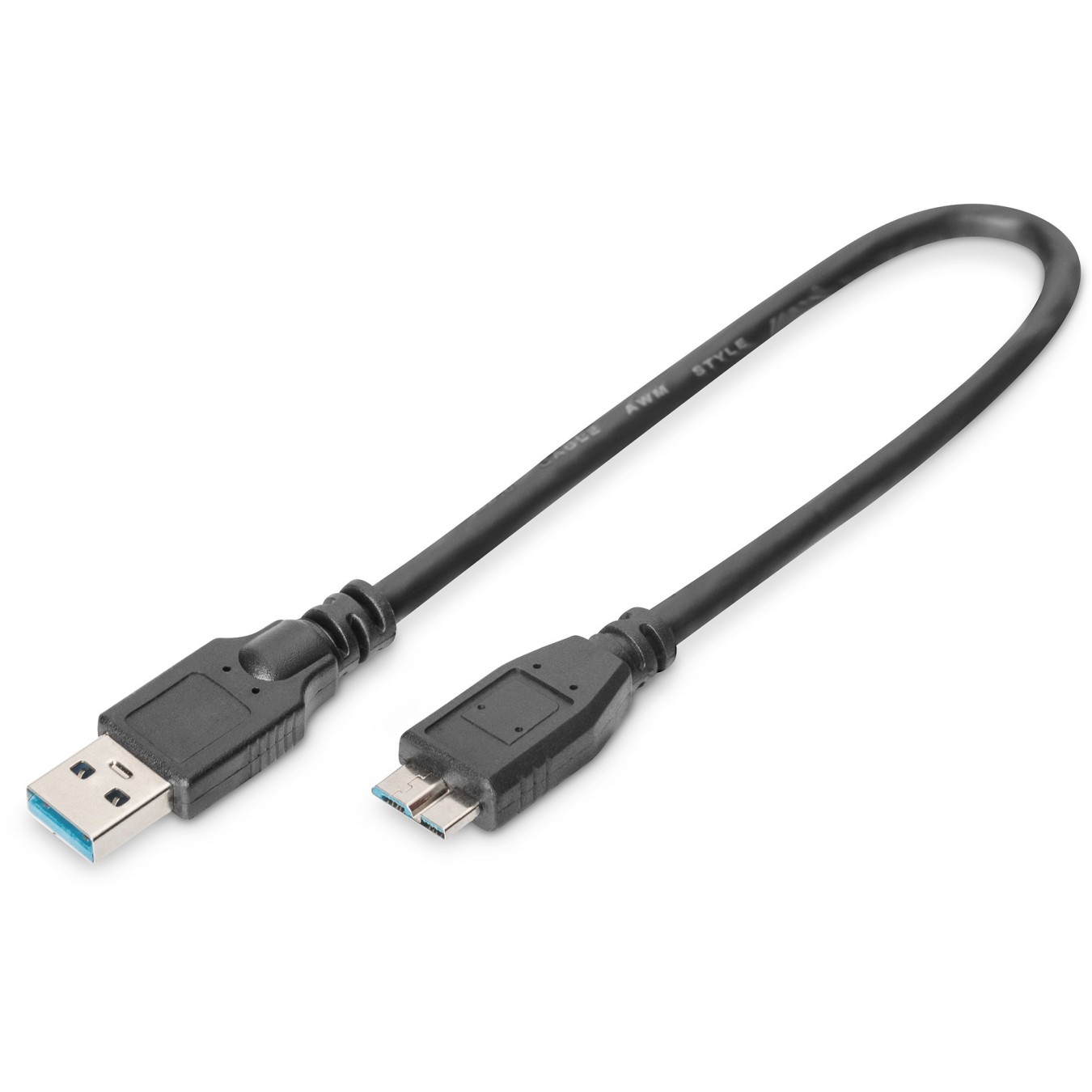 DIGITUS USB 3.0 Cable A to Micro-B - Stainless Steel, Black, 0.25 m — Buy in Cyprus with Fast Delivery