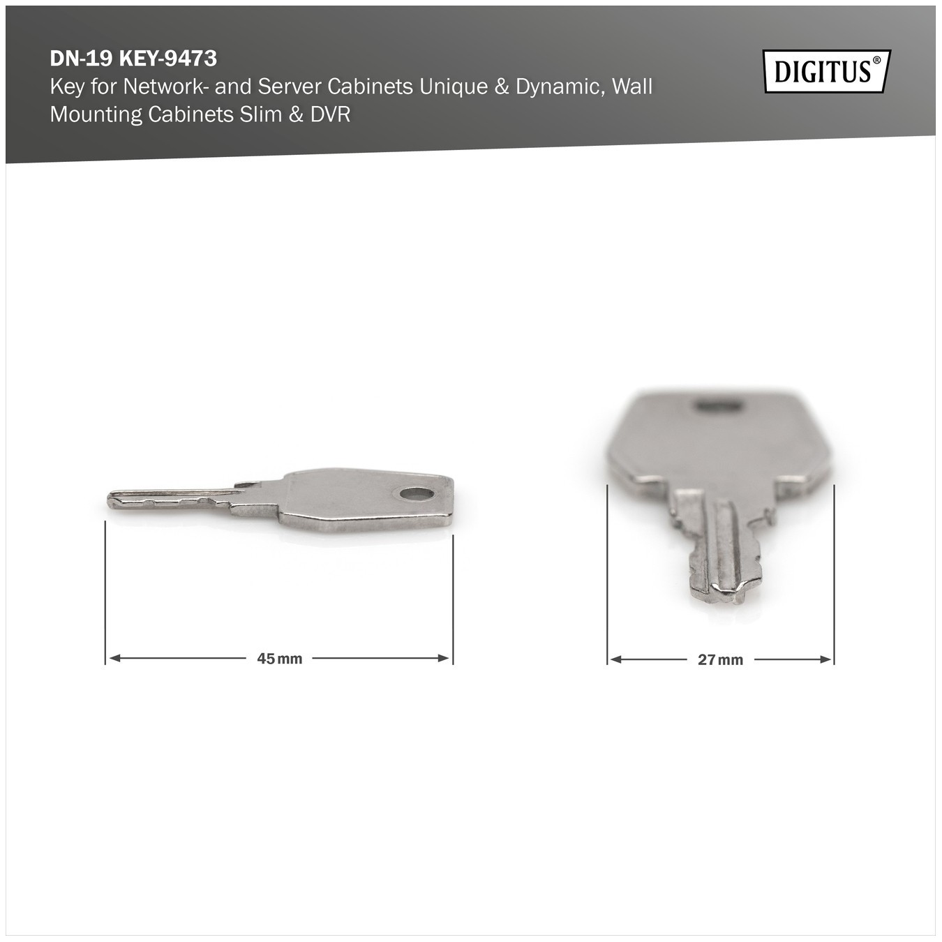 Digitus Key for Network- and Server Cabinets - 9473 - Black, Metallic — Buy in Cyprus with Fast Delivery