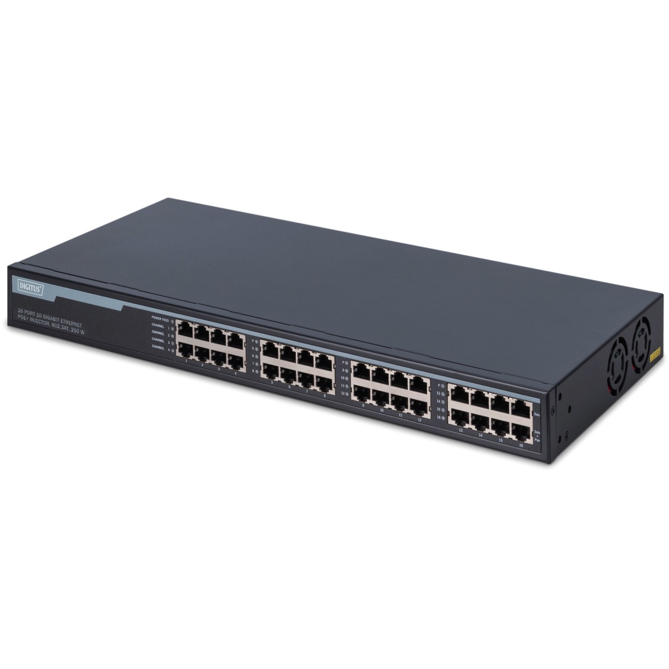 Digitus 16-Port 10G PoE+ Injector 250W - DN-95116 - (Grey, 1U Rackmount, Box) — Buy in Cyprus with Fast Delivery