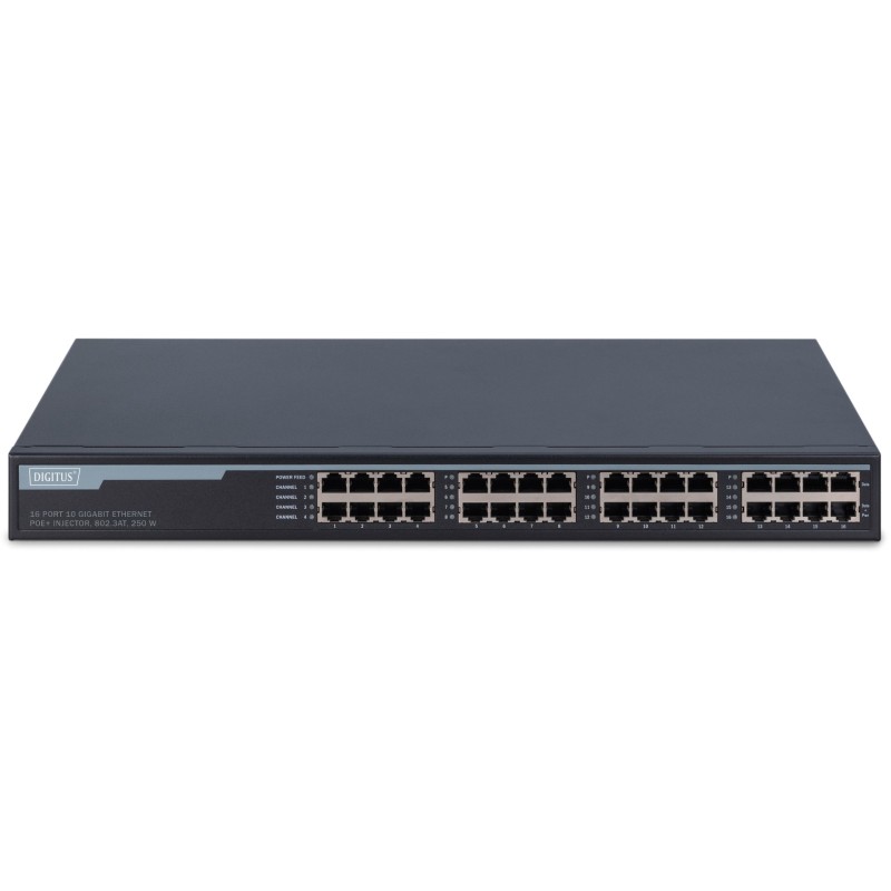 Buy Digitus 16-Port 10G PoE+ Injector 250W - DN-95116 - (Grey, 1U Rackmount, Box) in Cyprus, Nicosia, Limassol, Larnaka, Pafos