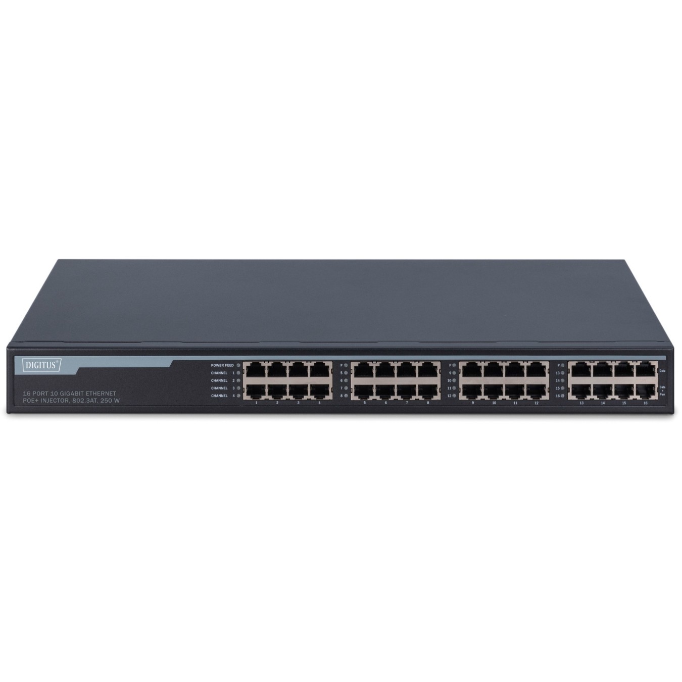 Digitus 16-Port 10G PoE+ Injector 250W - DN-95116 - (Grey, 1U Rackmount, Box) — Buy in Cyprus with Fast Delivery