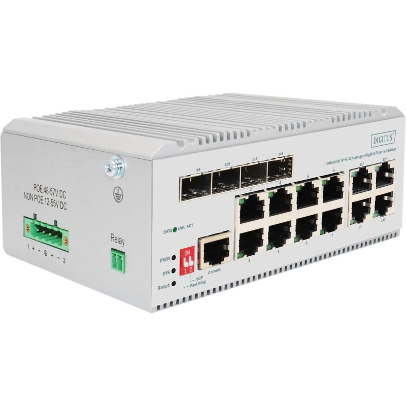 Buy Digitus 8+4P Industrial Gigabit Ethernet Switch L2 managed - 12-port, rugged... in Cyprus, Nicosia, Limassol, Larnaka, Pafos