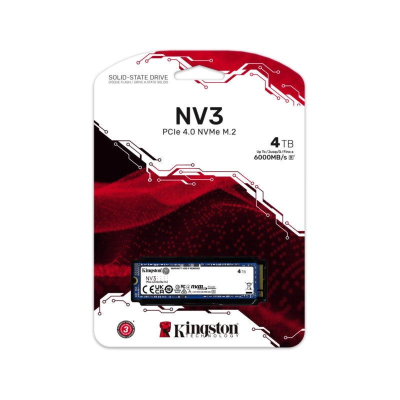 Buy Kingston NV3 SSD - SNV3S/4000G - 4TB M.2 NVMe PCIe Gen4 x4 (High-Speed, Low-... in Cyprus, Nicosia, Limassol, Larnaka, Pafos