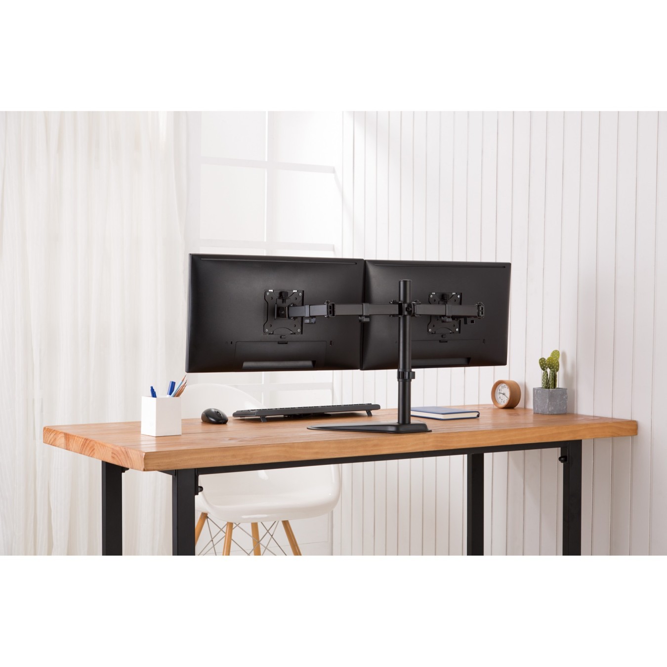 Monitor Desk Mount for 2 Monitors - DA-90401 - Dual Arm, 15-32 inch, 8 kg/arm, Freestanding Base, Black
