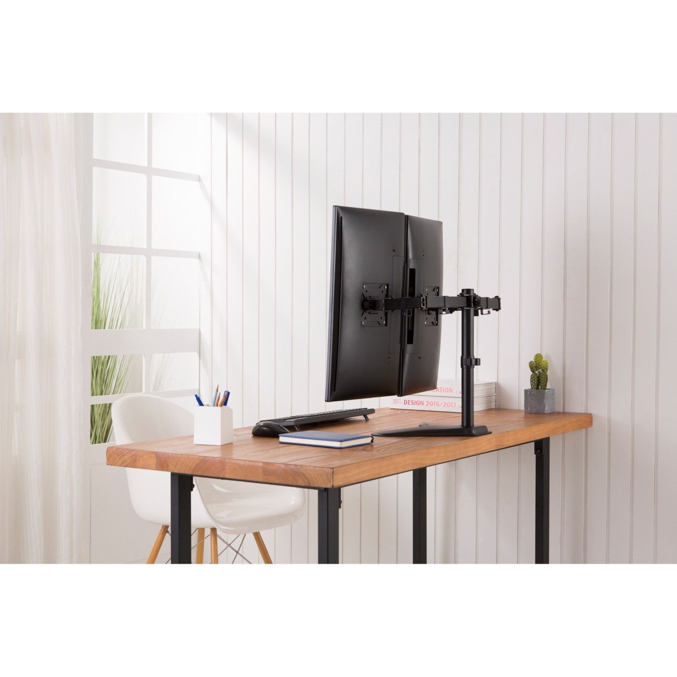 Monitor Desk Mount for 2 Monitors - DA-90401 - Dual Arm, 15-32 inch, 8 kg/arm, Freestanding Base, Black
