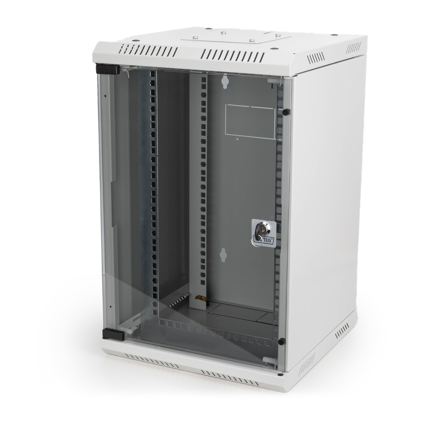 DIGITUS 254 mm (10\") and 482.6 mm (19\") Kombi Wall-Mount Cabinet - 10U, Grey Steel, Glass Front
