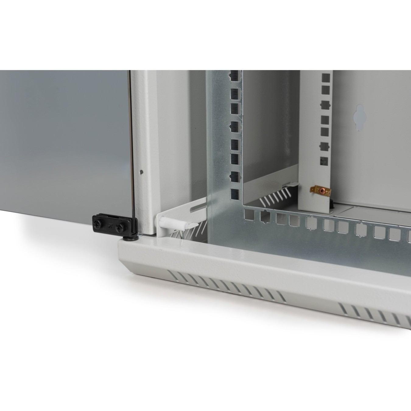 DIGITUS 254 mm (10\") and 482.6 mm (19\") Kombi Wall-Mount Cabinet - 10U, Grey Steel, Glass Front
