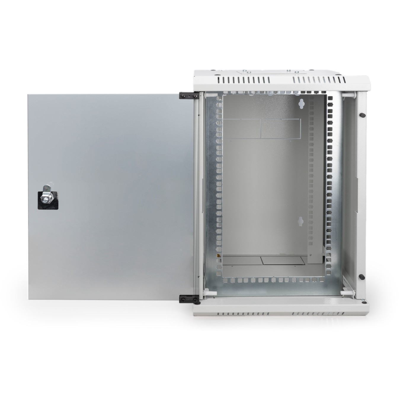 DIGITUS 254 mm (10\") and 482.6 mm (19\") Kombi Wall-Mount Cabinet - 10U, Grey Steel, Glass Front