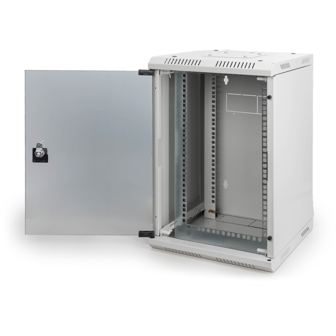 DIGITUS 254 mm (10\") and 482.6 mm (19\") Kombi Wall-Mount Cabinet - 10U, Grey Steel, Glass Front