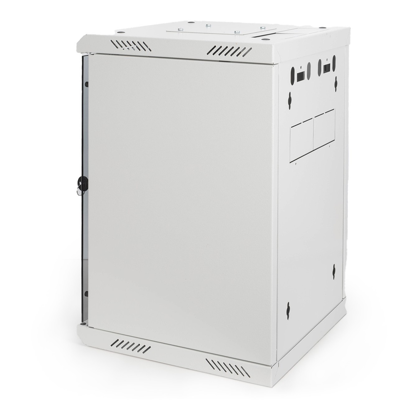DIGITUS 254 mm (10\") and 482.6 mm (19\") Kombi Wall-Mount Cabinet - 10U, Grey Steel, Glass Front
