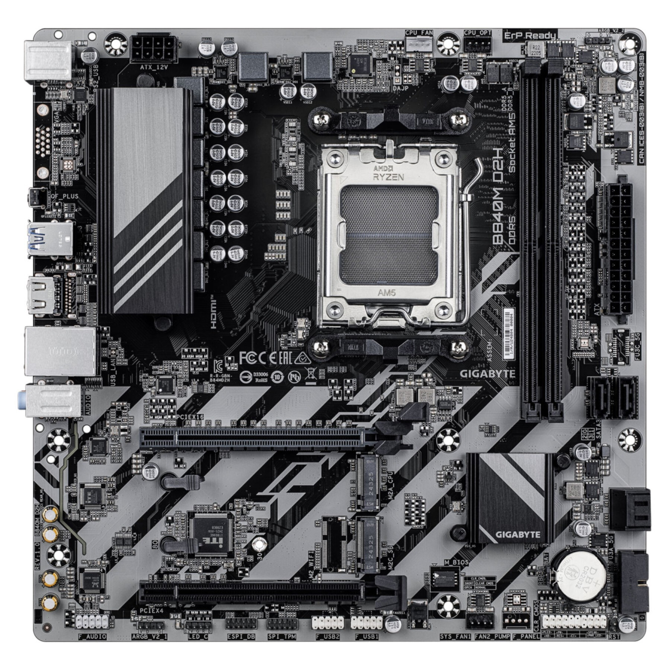 GIGABYTE GA-B840M D2H - AM5 Micro-ATX Motherboard, DDR5, 2x DIMM, Up to 128GB — Buy in Cyprus with Fast Delivery