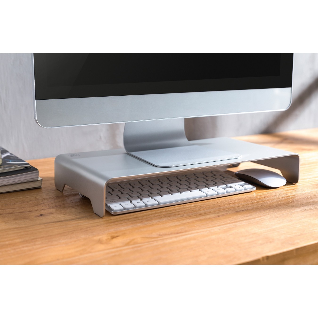 Digitus Aluminium Monitor Riser - Characteristics (Silver, 32-inch, 400x210x63 mm footprint, 10 kg capacity)