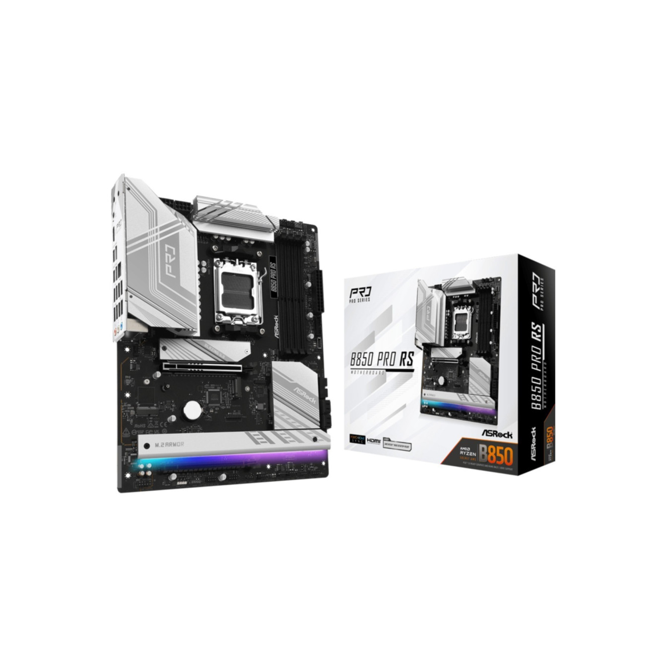 ASRock B850 Pro RS - AM5 ATX Motherboard - DDR5, 4x DIMM (256GB), PCIe 4/5, 2.5Gb LAN, M.2 & SATA