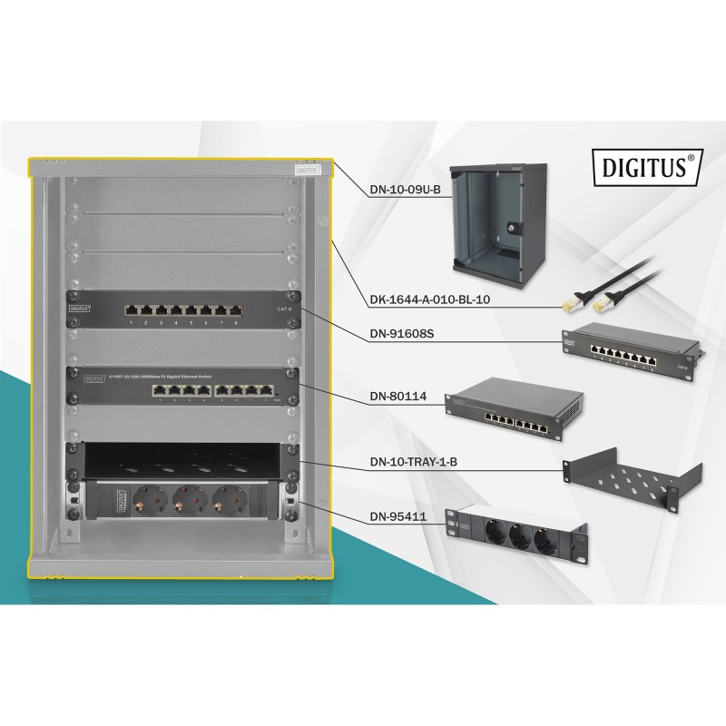 Buy DIGITUS Netzwerk-Set 254 mm (10')-9HE - 312 x 300 mm Wall-Mount Rack, 9U, Black in Cyprus, Nicosia, Limassol, Larnaka, Pafos